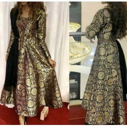 Golden and Black Brocade Stitched Gown